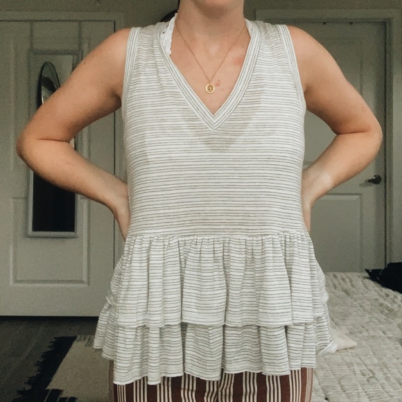 💀BOGO FREE Altar’d State peplum striped tank top - Picture 4 of 4